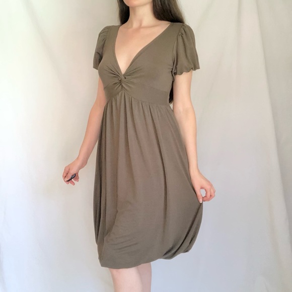 Vintage Dresses & Skirts - Vintage Moss Fairy Y2K Mori Kei Babydoll Dress Olive Green Lolita Fairycore